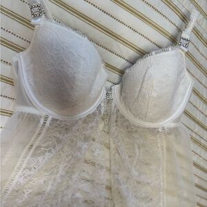 Victoria’s Secret I Do Bridal Wedding Lingerie 36C Like New Bling Lace